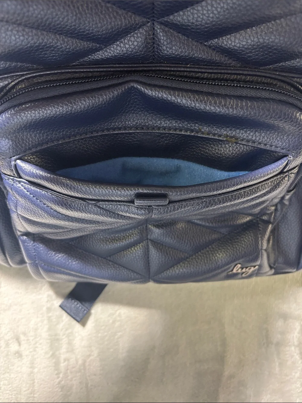 Lug Canter Navy Blue Quilted Convertible Backpack Shoulder Bag